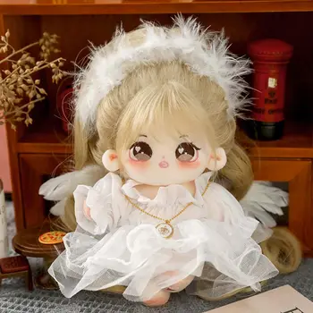 Plišani lutka za djevojčice-anđela s kestena kose Kawaii, dušo meka pamučna lutka s izborom odjeće od 5 kom., Pribor, anime je Blaga dječja igračka